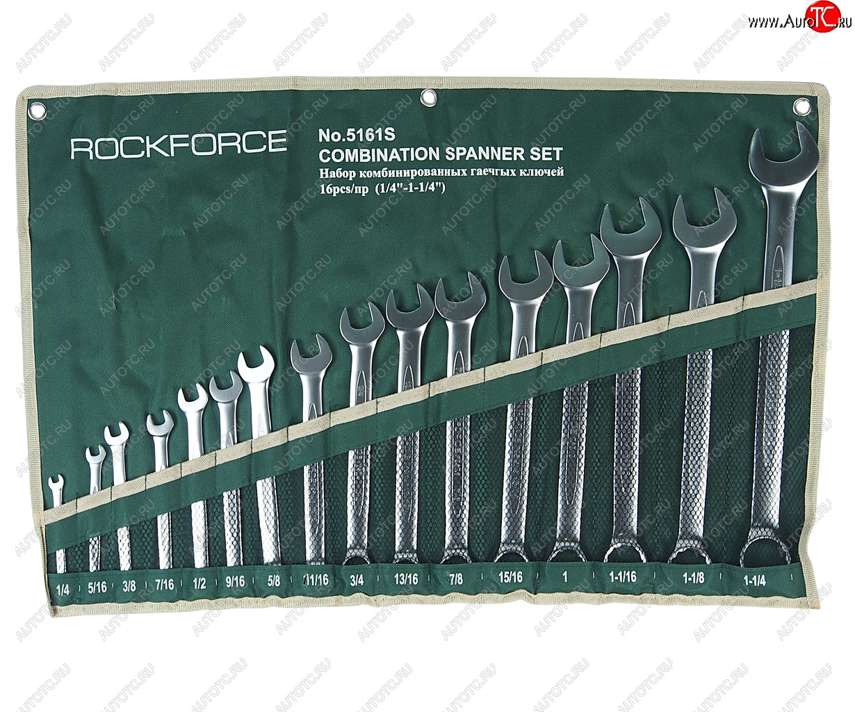 5 599 р. Набор ключей комбинированных 1-1516 16 предметов на полотне ROCKFORCE ROCKFORCE rf-5161s  с доставкой в г. Кемерово