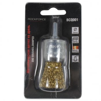 140 р. Кордщетка для дрели чашка 25мм латунь в блистере ROCKFORCE ROCKFORCE rf-bcq001  с доставкой в г. Кемерово. Увеличить фотографию 1