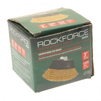 295 р. Кордщетка для УШМ чашка 75мм латунь ROCKFORCE ROCKFORCE rf-bwc003  с доставкой в г. Кемерово. Увеличить фотографию 3