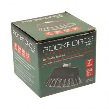 369 р. Кордщетка для УШМ чашка 75мм витая сталь ROCKFORCE ROCKFORCE rf-bwc103  с доставкой в г. Кемерово. Увеличить фотографию 3