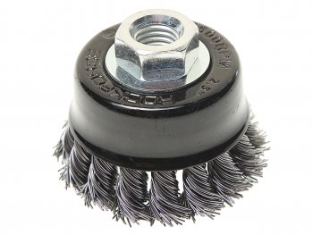 319 р. Кордщетка для УШМ чашка 60мм витая сталь ROCKFORCE ROCKFORCE rf-bwc125  с доставкой в г. Кемерово. Увеличить фотографию 1