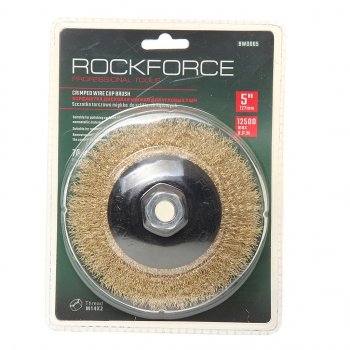 429 р. Кордщетка для УШМ чашка 125мм латунь в блистере ROCKFORCE ROCKFORCE rf-bwd005  с доставкой в г. Кемерово. Увеличить фотографию 1