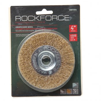 288 р. Кордщетка для УШМ дисковая 100мм латунь в блистере ROCKFORCE ROCKFORCE rf-bwf004  с доставкой в г. Кемерово. Увеличить фотографию 1