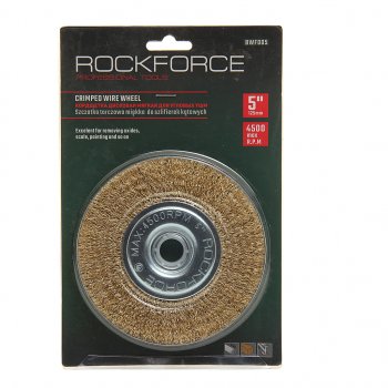 419 р. Кордщетка для УШМ дисковая 125мм латунь в блистере ROCKFORCE ROCKFORCE rf-bwf005  с доставкой в г. Кемерово. Увеличить фотографию 1