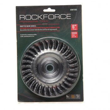 569 р. Кордщетка для УШМ дисковая 150мм витая сталь в блистере ROCKFORCE ROCKFORCE rf-bwf106  с доставкой в г. Кемерово. Увеличить фотографию 1
