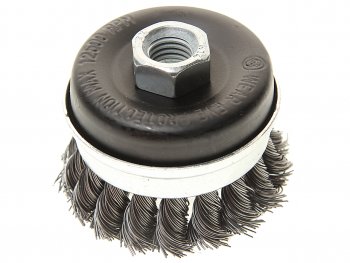 299 р. Кордщетка для УШМ чашка 60мм витая сталь в блистере ROCKFORCE ROCKFORCE rf-bwg125  с доставкой в г. Кемерово. Увеличить фотографию 1