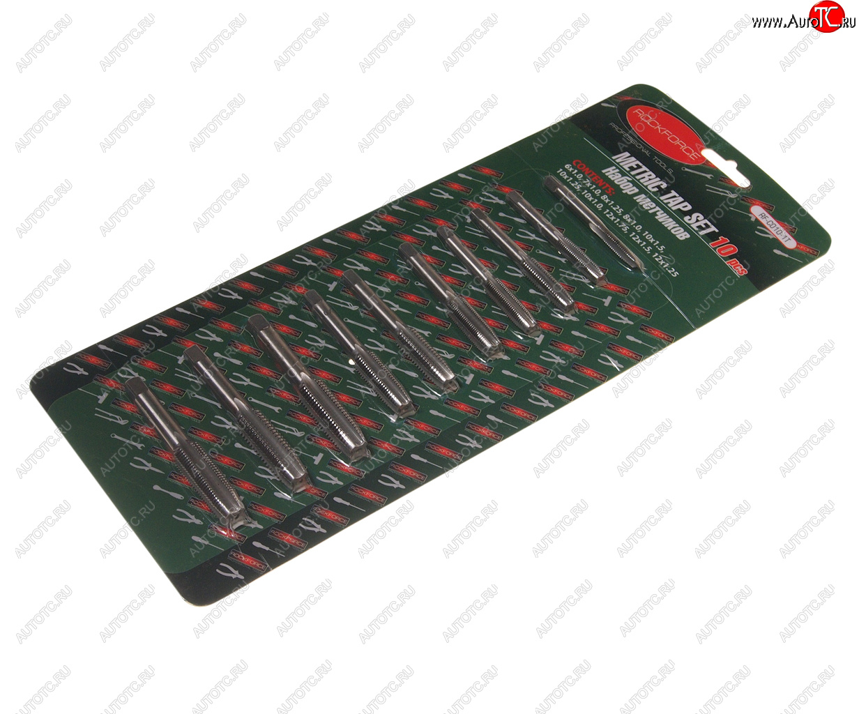 989 р. Набор метчиков метрический 10 предметов ROCKFORCE ROCKFORCE rf-c010-1t  с доставкой в г. Кемерово