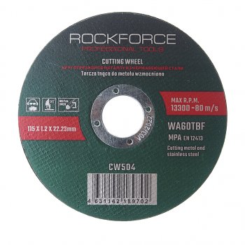 41 р. Круг отрезной по металлу 115x1.2x22.23мм ROCKFORCE ROCKFORCE rf-cw504 ROCKFORCE rf-cw504  с доставкой в г. Кемерово. Увеличить фотографию 1