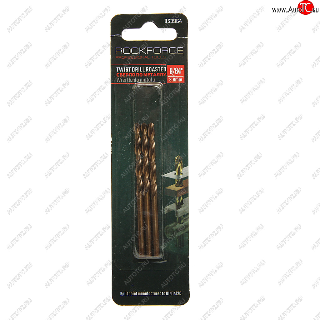 136 р. Сверло по металлу 3.6мм HSS Cobalt (3шт.) ROCKFORCE ROCKFORCE rf-ds3964  с доставкой в г. Кемерово