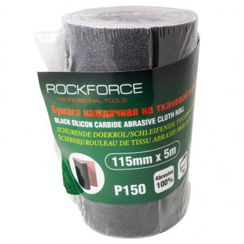 549 р. Бумага наждачная P-150 115ммх5м на тканевой основе рулон ROCKFORCE ROCKFORCE rf-fb2150c  с доставкой в г. Кемерово. Увеличить фотографию 1