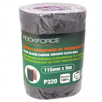 549 р. Бумага наждачная P-320 115ммх5м на тканевой основе рулон ROCKFORCE ROCKFORCE rf-fb2320c  с доставкой в г. Кемерово. Увеличить фотографию 1