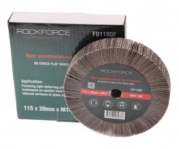 869 р. Круг лепестковый зачистной 115х20мм M14 (Grit 180) ROCKFORCE ROCKFORCE rf-fd1180f  с доставкой в г. Кемерово. Увеличить фотографию 1