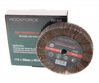 559 р. Круг лепестковый зачистной 115х20мм M14 (Grit 80) ROCKFORCE ROCKFORCE rf-fd180f  с доставкой в г. Кемерово. Увеличить фотографию 1