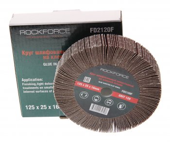 979 р. Круг лепестковый зачистной 125x25x16мм M14 (Grit 120) ROCKFORCE ROCKFORCE rf-fd2120f  с доставкой в г. Кемерово. Увеличить фотографию 1
