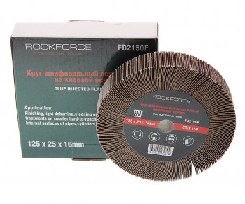 739 р. Круг лепестковый зачистной 125x25x16мм M14 (Grit 150) ROCKFORCE ROCKFORCE rf-fd2150f  с доставкой в г. Кемерово. Увеличить фотографию 1
