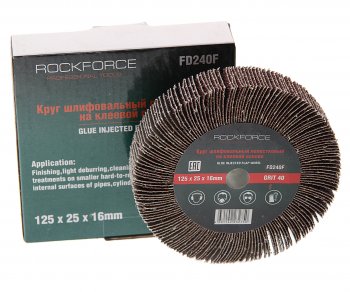 1 049 р. Круг лепестковый зачистной 125x25x16мм M14 (Grit 40) ROCKFORCE ROCKFORCE rf-fd240f  с доставкой в г. Кемерово. Увеличить фотографию 1