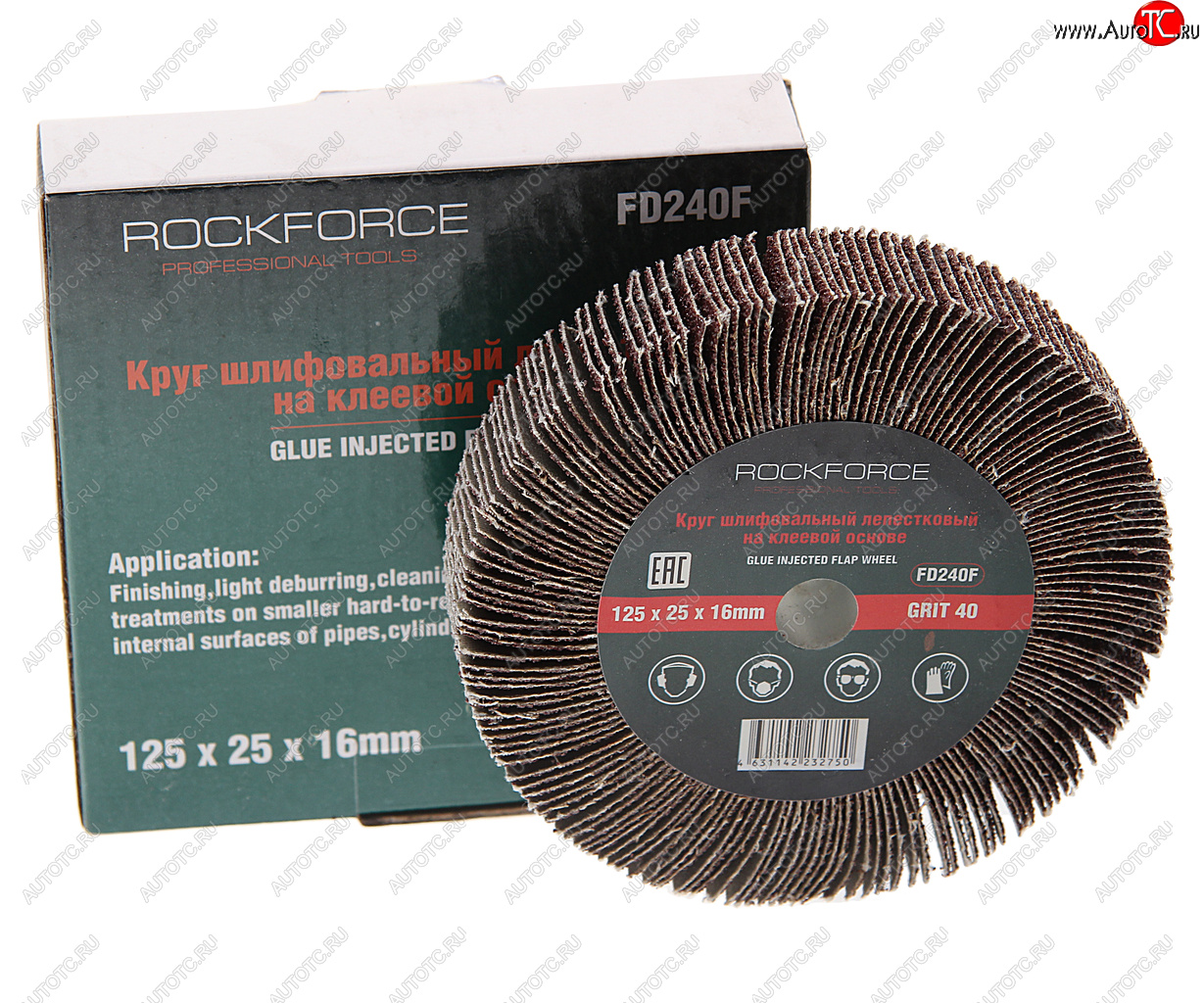 1 049 р. Круг лепестковый зачистной 125x25x16мм M14 (Grit 40) ROCKFORCE ROCKFORCE rf-fd240f  с доставкой в г. Кемерово