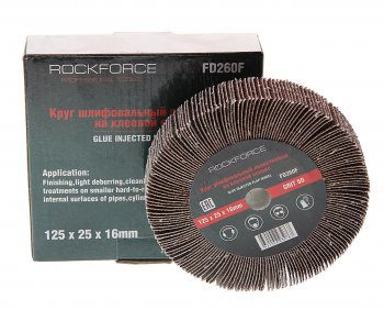 1 049 р. Круг лепестковый зачистной 125x25x16мм M14 (Grit 60) ROCKFORCE ROCKFORCE rf-fd260f  с доставкой в г. Кемерово. Увеличить фотографию 1
