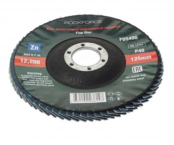 204 р. Круг лепестковый торцевой 125х22мм P40 ROCKFORCE ROCKFORCE rf-fd540g  с доставкой в г. Кемерово. Увеличить фотографию 1