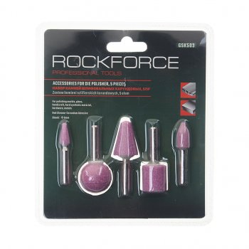299 р. Камень абразивный набор 5 предметов (хвостовик 6мм) в блистере ROCKFORCE ROCKFORCE rf-gsk503  с доставкой в г. Кемерово. Увеличить фотографию 1