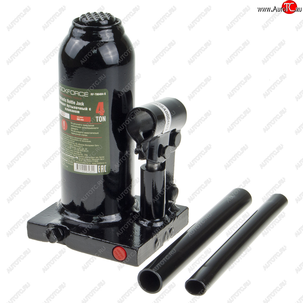 2 249 р. Домкрат бутылочный 4т 194-372мм с клапаном в кейсе ROCKFORCE ROCKFORCE rf-t90404s ROCKFORCE rf-t90404s  с доставкой в г. Кемерово