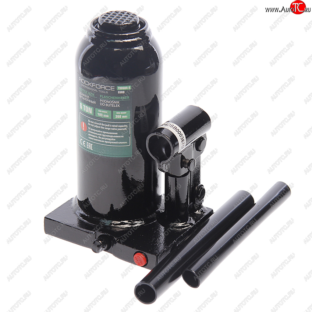 3 699 р. Домкрат бутылочный 6т 185-360мм с клапаном ROCKFORCE ROCKFORCE rf-t90604seuro  с доставкой в г. Кемерово