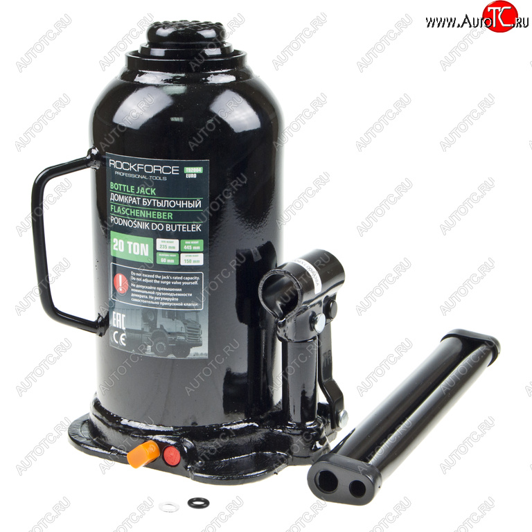 5 999 р. Домкрат бутылочный 20т 235-445мм низкопрофильный ROCKFORCE ROCKFORCE rf-t92004euro  с доставкой в г. Кемерово