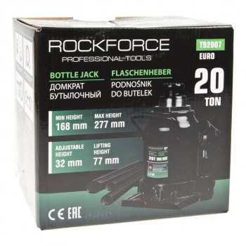 6 649 р. Домкрат бутылочный 20т 168-277мм низкопрофильный ROCKFORCE ROCKFORCE rf-t92007euro ROCKFORCE rf-t92007euro  с доставкой в г. Кемерово. Увеличить фотографию 3
