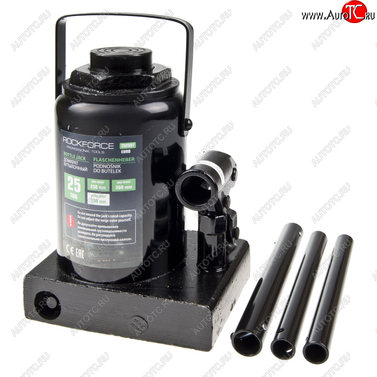 11 749 р. Домкрат бутылочный 25т 230-360мм низкопрофильный ROCKFORCE ROCKFORCE rf-t92507euro  с доставкой в г. Кемерово