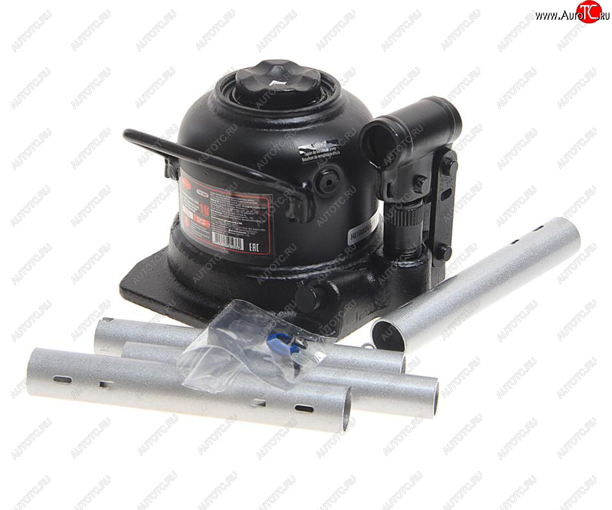 7 199 р. Домкрат бутылочный 10т 125-215мм 2-х плунжерный ROCKFORCE ROCKFORCE rf-th810002  с доставкой в г. Кемерово
