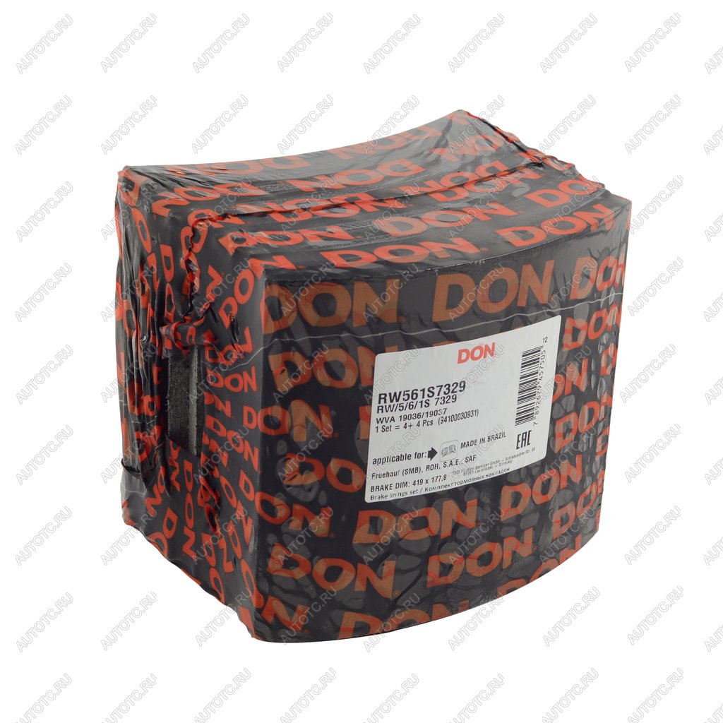 2 289 р. Накладка тормозной колодки SAF (419х178) (стандарт, 12 отверстий) (8шт.) DON DON rw561s7329  с доставкой в г. Кемерово