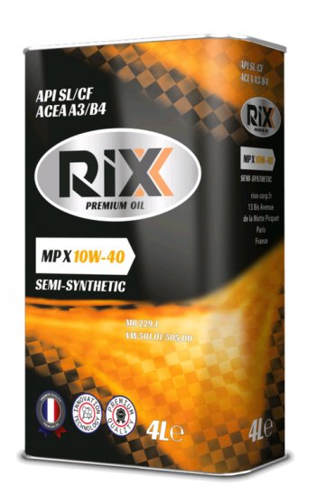 2 069 р. Масло моторное MP X SL/CF 10W40 п/синт.4л RIXX RIXX rx0002mpx RIXX rx0002mpx  с доставкой в г. Кемерово. Увеличить фотографию 1