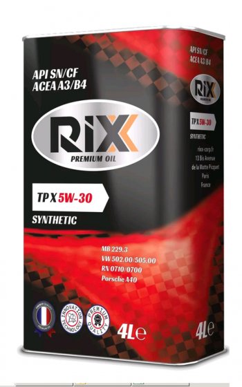 2 499 р. Масло моторное TP X SN/CF А3/В4 5W30 синт.4л RIXX RIXX rx0012tpx RIXX rx0012tpx  с доставкой в г. Кемерово. Увеличить фотографию 1
