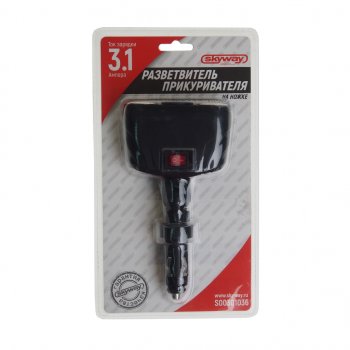 999 р. Разветвитель прикуривателя 2-х гнездовой 12V 2USB SKYWAY SKYWAY s00301036  с доставкой в г. Кемерово. Увеличить фотографию 1
