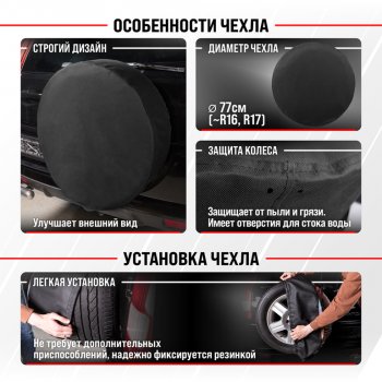 1 089 р. Чехол на запасное колесо R-16,17 d=77см оксфорд черный SKYWAY SKYWAY s06301064  с доставкой в г. Кемерово. Увеличить фотографию 2