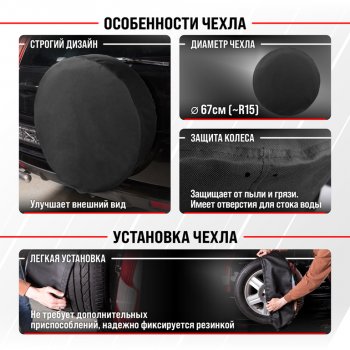 1 069 р. Чехол на запасное колесо R-15 d=67см оксфорд черный SKYWAY SKYWAY s06301065  с доставкой в г. Кемерово. Увеличить фотографию 2