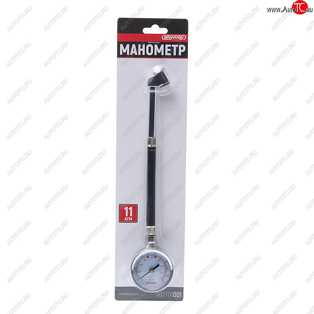 599 р. Манометр шинный механический 11атм. удлиненный SKYWAY SKYWAY s07701001  с доставкой в г. Кемерово