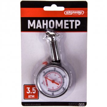 199 р. Манометр шинный механический 3.5атм. SKYWAY SKYWAY s07701003  с доставкой в г. Кемерово. Увеличить фотографию 2