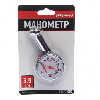 199 р. Манометр шинный механический 3.5атм. SKYWAY SKYWAY s07701003  с доставкой в г. Кемерово. Увеличить фотографию 1