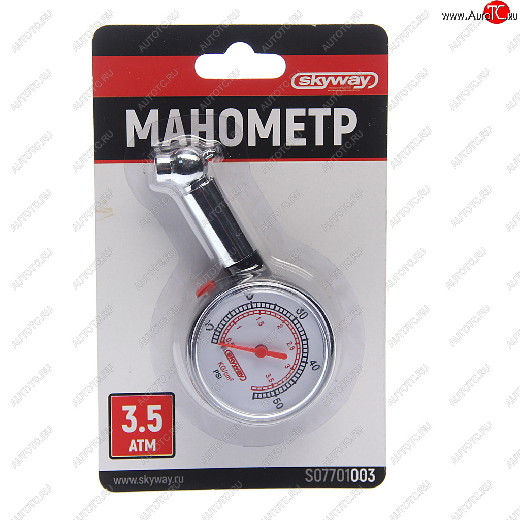 199 р. Манометр шинный механический 3.5атм. SKYWAY SKYWAY s07701003  с доставкой в г. Кемерово