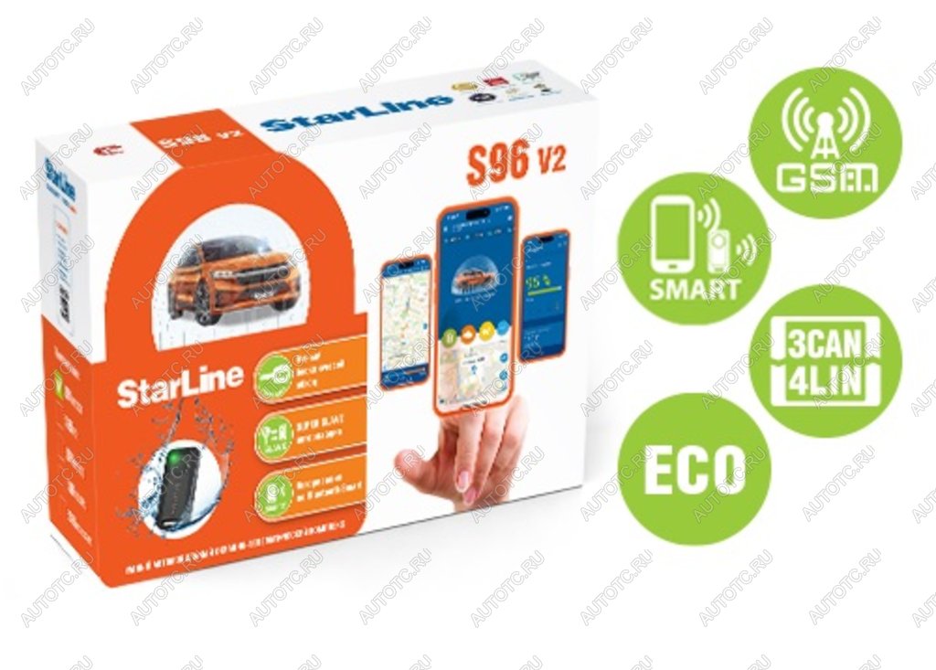 21 299 р. Сигнализация с автозапуском STAR LINE STAR LINE s96 v2 eco  с доставкой в г. Кемерово