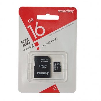 299 р. Карта памяти 16GB MicroSD class 10 + SD адаптер SMART BUY SMART BUY sb16gbsdcl10-01le  с доставкой в г. Кемерово. Увеличить фотографию 1