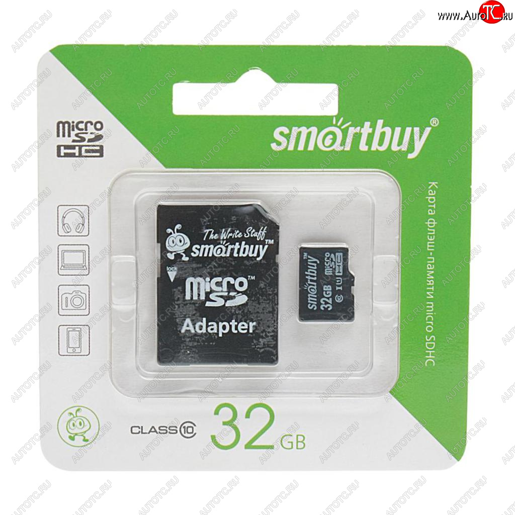 359 р. Карта памяти 32GB MicroSD class 10 + SD адаптер SMART BUY SMART BUY sb32gbsdcl10-01  с доставкой в г. Кемерово
