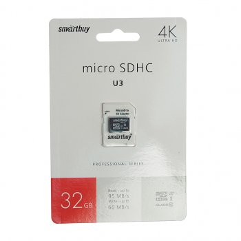 489 р. Карта памяти 32GB MicroSD class 10 + SD адаптер SMART BUY SMART BUY sb32gbsdcl10u3l-01  с доставкой в г. Кемерово. Увеличить фотографию 1