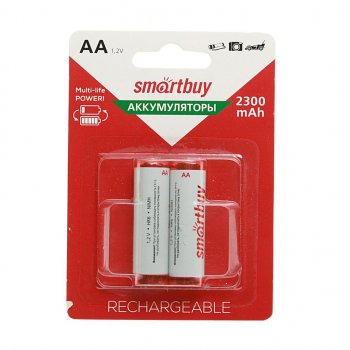 419 р. Батарейка AA HR6 1.2V аккумулятор Ni-MH 2300mAh блистер (2шт.) SMART BUY SMART BUY sbbr-2a02bl2300  с доставкой в г. Кемерово. Увеличить фотографию 1