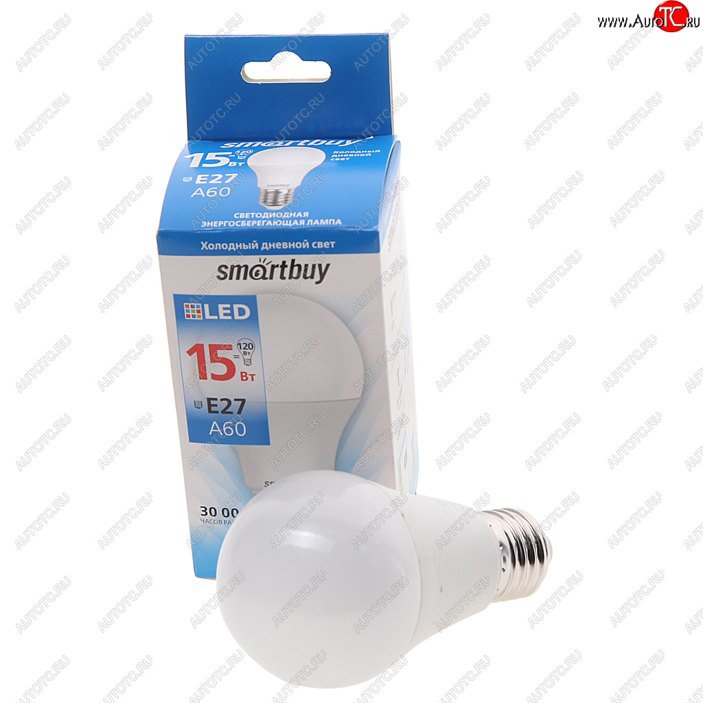 99 р. Лампа светодиодная E27 A60 15W(120W) 220V холодный SMART BUY SMART BUY sbl-a60-15-60k-e27  с доставкой в г. Кемерово