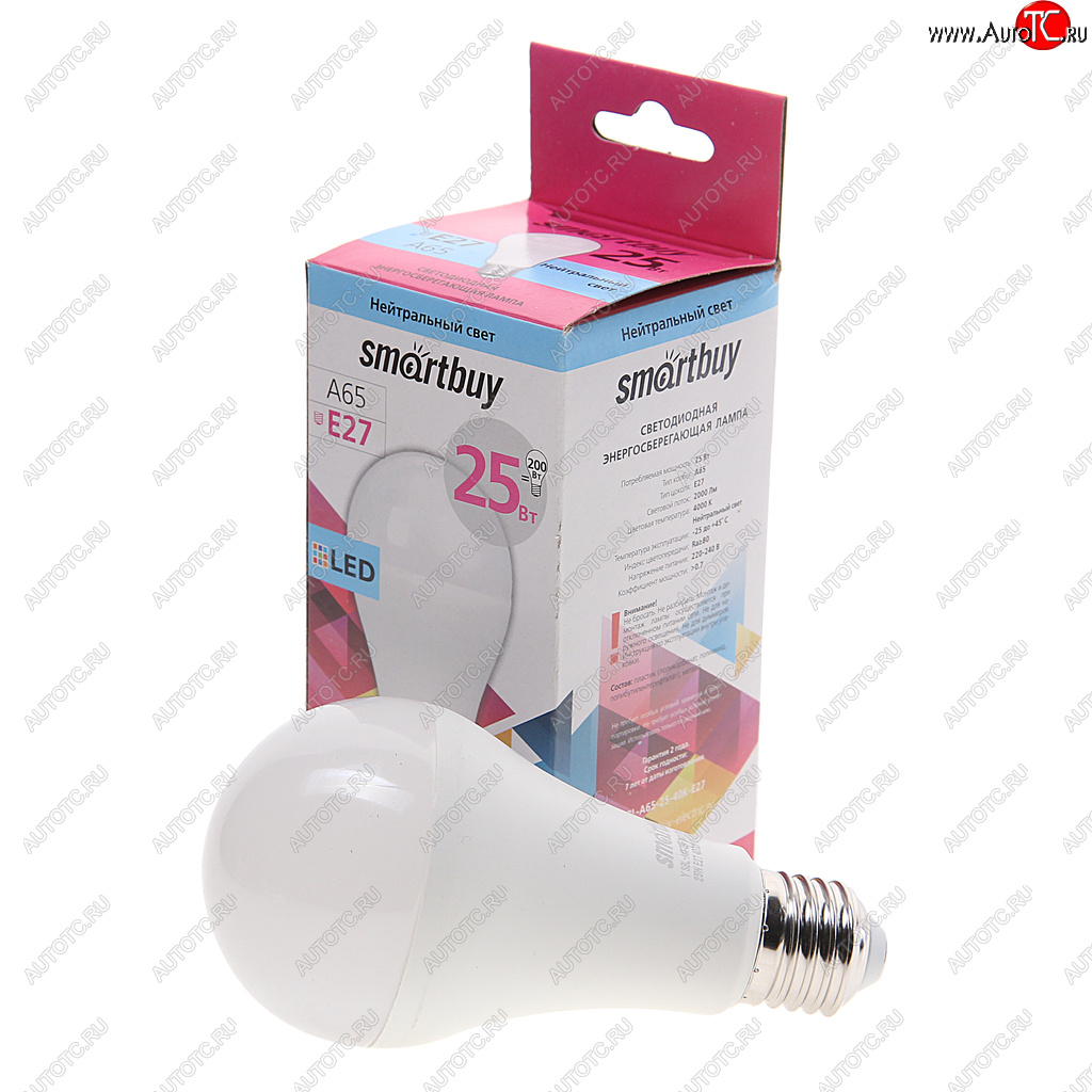 153 р. Лампа светодиодная E27 A60 25W (250W) 220V холодный SMART BUY SMART BUY sbl-a65-25-40k-e27  с доставкой в г. Кемерово