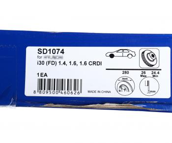 2 679 р. Диск тормозной HYUNDAI i30 (08-) KIA Ceed (08-) (R15) передний (1шт.) SANGSIN SANGSIN sd1074  с доставкой в г. Кемерово. Увеличить фотографию 6