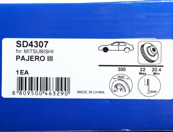 2 899 р. Диск тормозной MITSUBISHI Pajero (00-06) задний (1шт.) SANGSIN SANGSIN sd4307  с доставкой в г. Кемерово. Увеличить фотографию 6