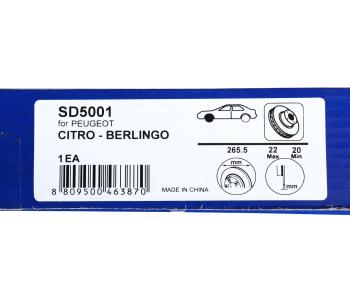 2 199 р. Диск тормозной PEUGEOT 207,208,307 CITROEN C3,C4,C5 передний (1шт.) SANGSIN SANGSIN sd5001  с доставкой в г. Кемерово. Увеличить фотографию 5
